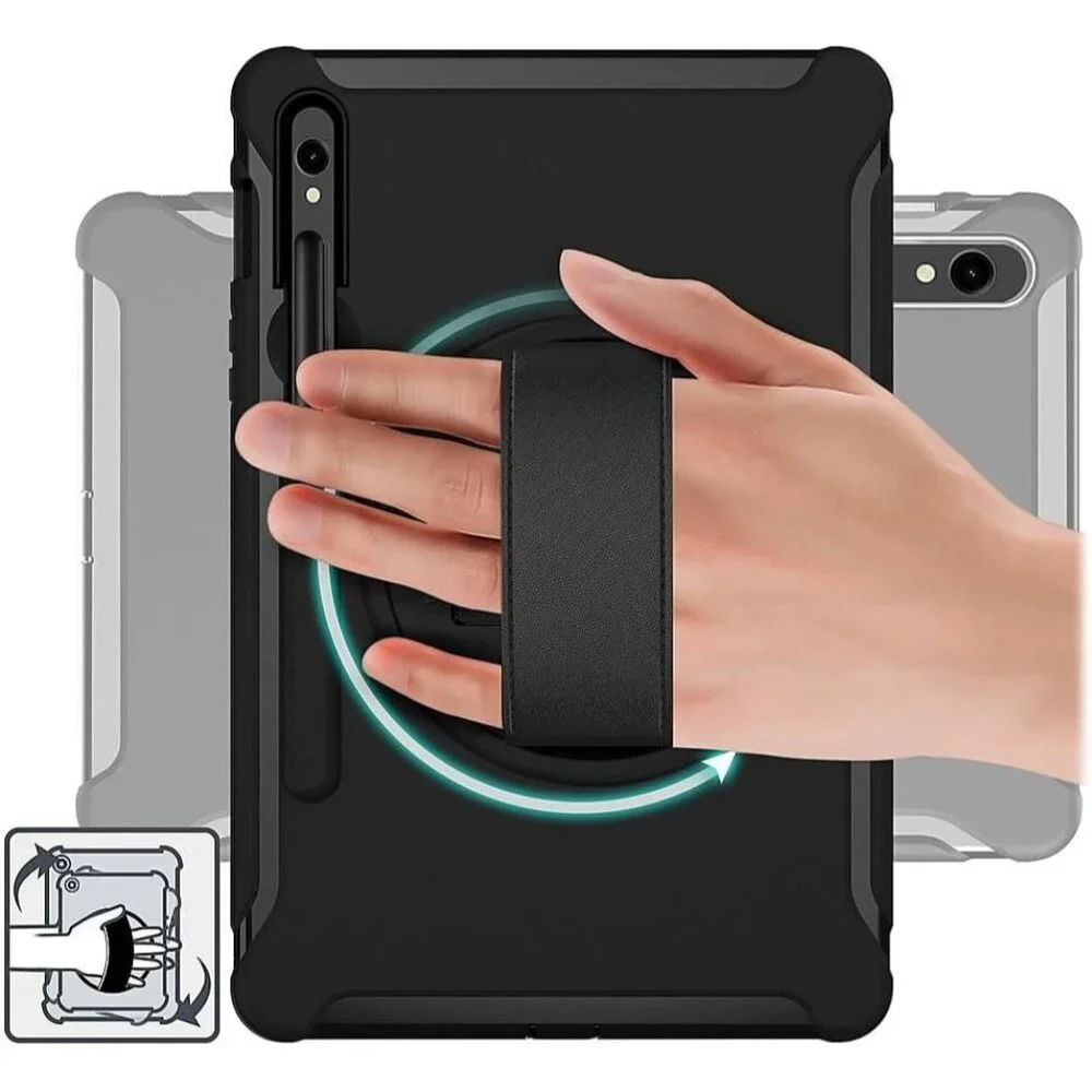 SaharaCase Protection Hand Strap Case for Samsung Galaxy Tab S9+ / S10+ -‎ Black